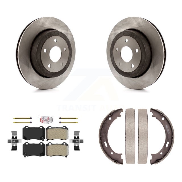 Transit Auto Rear Disc Rotors Semi-Metallic Pads and Parking Brake Shoes Kit for Car 2006-2010 Jeep Grand Cherokee SRT8 K8A-108308