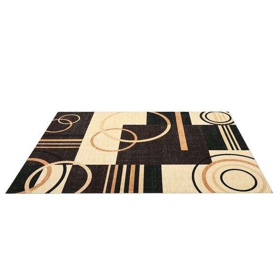 COZONY Non-Slip Modern Abstract Accent Washable Low Pile Geometric Patchwork Rug,Brown