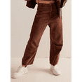 thumbnail image 2 of SUNSIOM Women Autumn Casual Corduroy Pants Solid Color Button Straight Leg Pants with 2 Pockets, 2 of 6