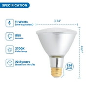 Great Value LED PAR30 11Watts (75W Equiv) Soft White Indoor Light Bulb, Dimmable E26 Base (2 Pack)