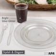 thumbnail image 3 of Ilyapa 100 Pack 6 Inch Disposable Dessert Plates, Plastic Clear Party Sets for 100 Guests, Clear Appetizer and Cake plates 6", Party & Dinner Accessories, Silver Glitter, 3 of 7