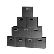 Prorighty [10-Pack Black] Storage Cubes with Two Handles Ideal for Shelves Baskets Bins Containers Home Decorative Closet Organizer Household Fabric Cloth Collapsible Box Toys Storages Drawer