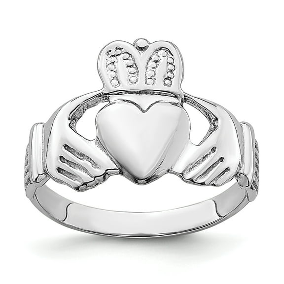 14k White Gold Claddagh Ring R866
