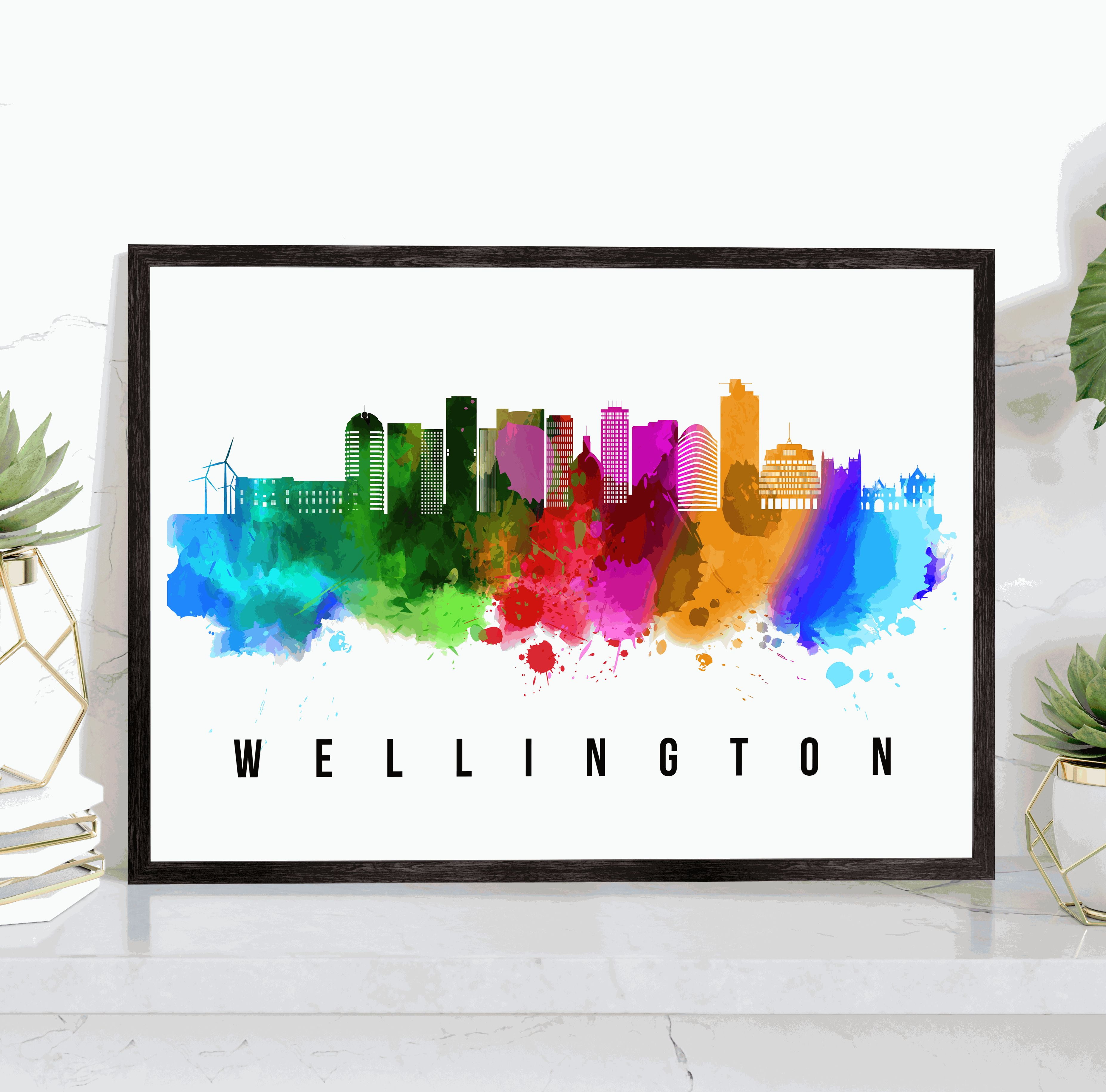 Pera Print Wellington Skyline New Zealand Poster, Wellington Cityscape