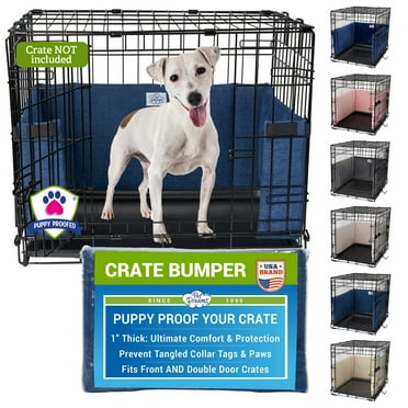 Pet Dreams Dog Crate Bumper - Comfy Liner & Dog Tail Protector for Inside Crate, Fits iCrate Cages 18, 24, 30, 36, 42, 48 inches Denim, X-Large, 42"