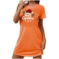 thumbnail image 3 of Sakmal Christmas Moomoo Nightgowns Women Loose Ultra-Soft Orange Stretchy Mumu Dress Crew Neck Short Sleeve Short Merry Christma Print Nightgowns S-2XL, 3 of 4