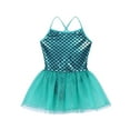 thumbnail image 7 of Aislor Girls Sequins Mermaid Costume Criss Cross Back Fishscale Leotard Tutu Ballet Dress Princess 3-10 A Lake_Blue 10, 7 of 7