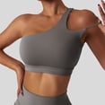 thumbnail image 2 of Women's Push Up Bra - Backless Sports Bra Women's One Shoulder Padded Bustier Push Up Gym Tops Straps Yoga Bra Workout Bra Fitness Bralette, Strap Bras for Women,Color: Grey Size: S, 2 of 4