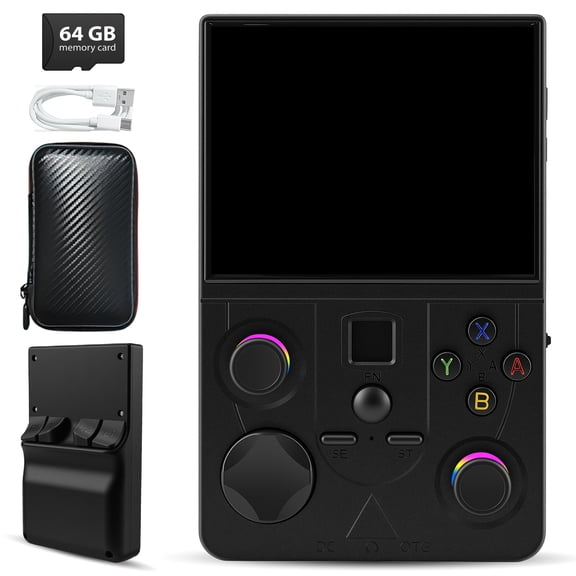 DC35V, Open Source Linux Video Game Console, Black, 4000Mah Battery, 3.5 Inch IPS Screen, Lightweight Portable Handheld Design
