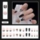 thumbnail image 2 of 24 Uds uñas postizas acrílicas artificiales con diseños de perlas de lazo negro, uñas postizas cuadradas de longitud media, cubierta completa reutilizable, 2 of 5