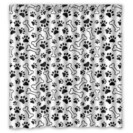 ABPHQTO Cute Dog Paws and Bones Cortina de ducha Impermeable Cortina de ducha 160x180 cm