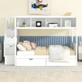 thumbnail image 3 of Harper & Bright Designs Twin over Full Bunk Beds with Staircase and Drawers, Wooden Bunk Bed Frame with Storage Shelf for Bedroom, White, 3 of 14