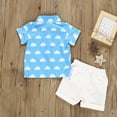 thumbnail image 5 of Odeerbi Toddler Summer Outfits Boys Gentleman Formal Dress Suit Baby 2024 Fashion Short Sleeve Blouse Cloud Kite Print Retro Shorts Suit Blue, 5 of 9