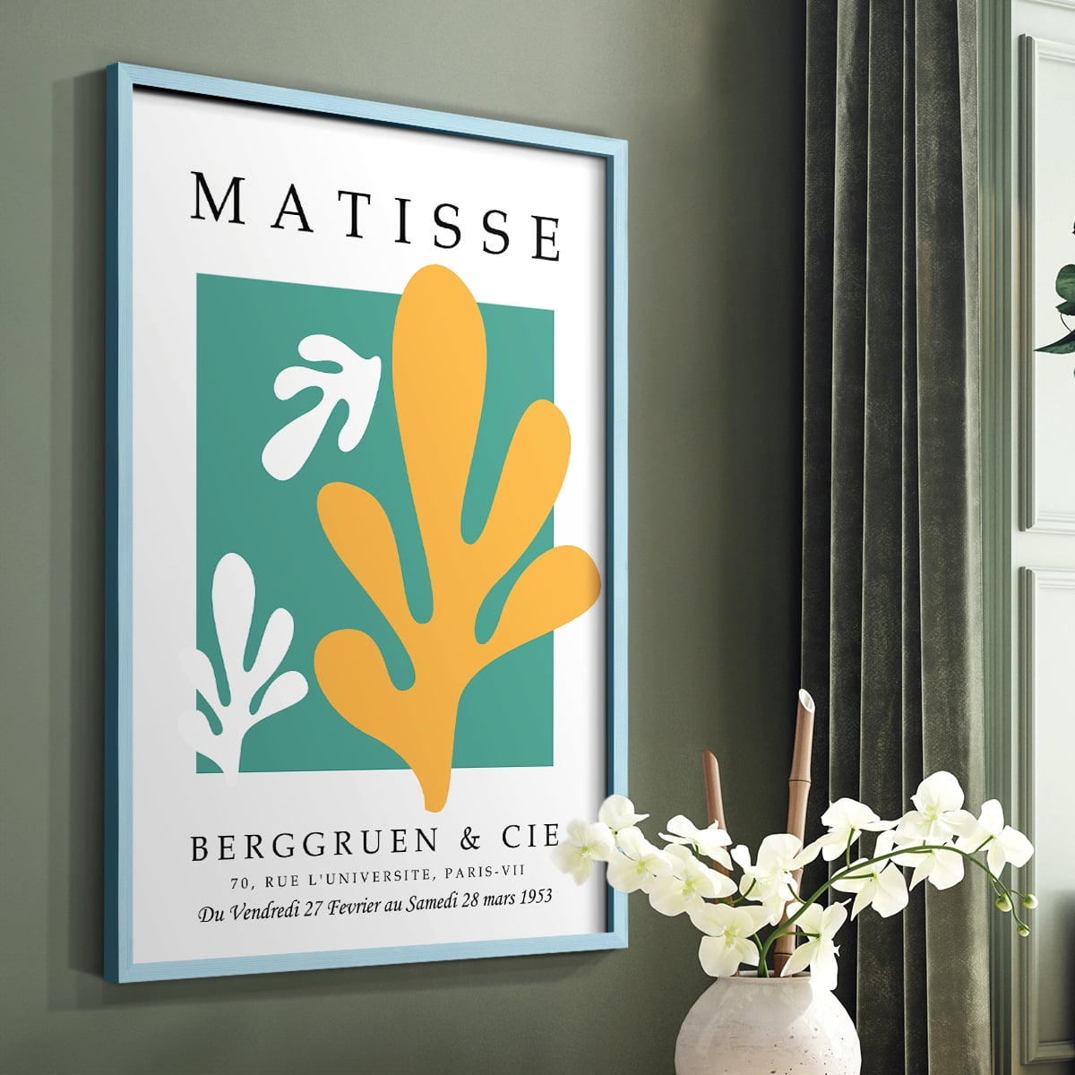 Matisse CCCXLIV in Blue Solid Wood 22 x 28 Framed Print