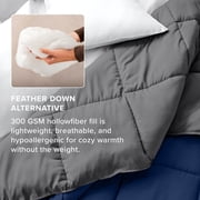 Bare Home 1800 Collection Reversible Down Alternative Comforter, All-Season, Queen, Dark Blue/Gray