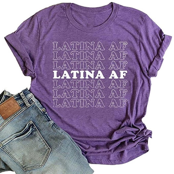 YourTops Women Latina AF T-Shirt (US XL, 1-Purple)