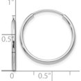 thumbnail image 4 of 10K White Gold 1.5Mm Polished Endless Hoop Earrings (Width 17) (Length 17) - Jbsp, 4 of 5