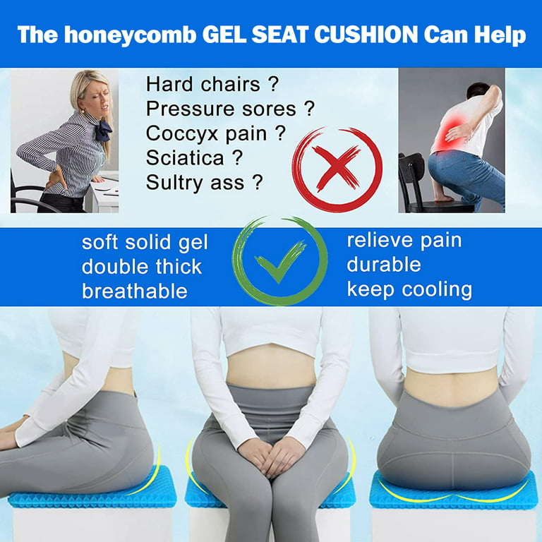  Cooling Gel Seat Cushion, Thick Big Breathable Honeycomb Design  Absorbs Pressure Points Seat Cushion with Non-Slip Cover Gel Cushion for  Office Chair Home Car seat Cushion for Wheelchair : Office Products