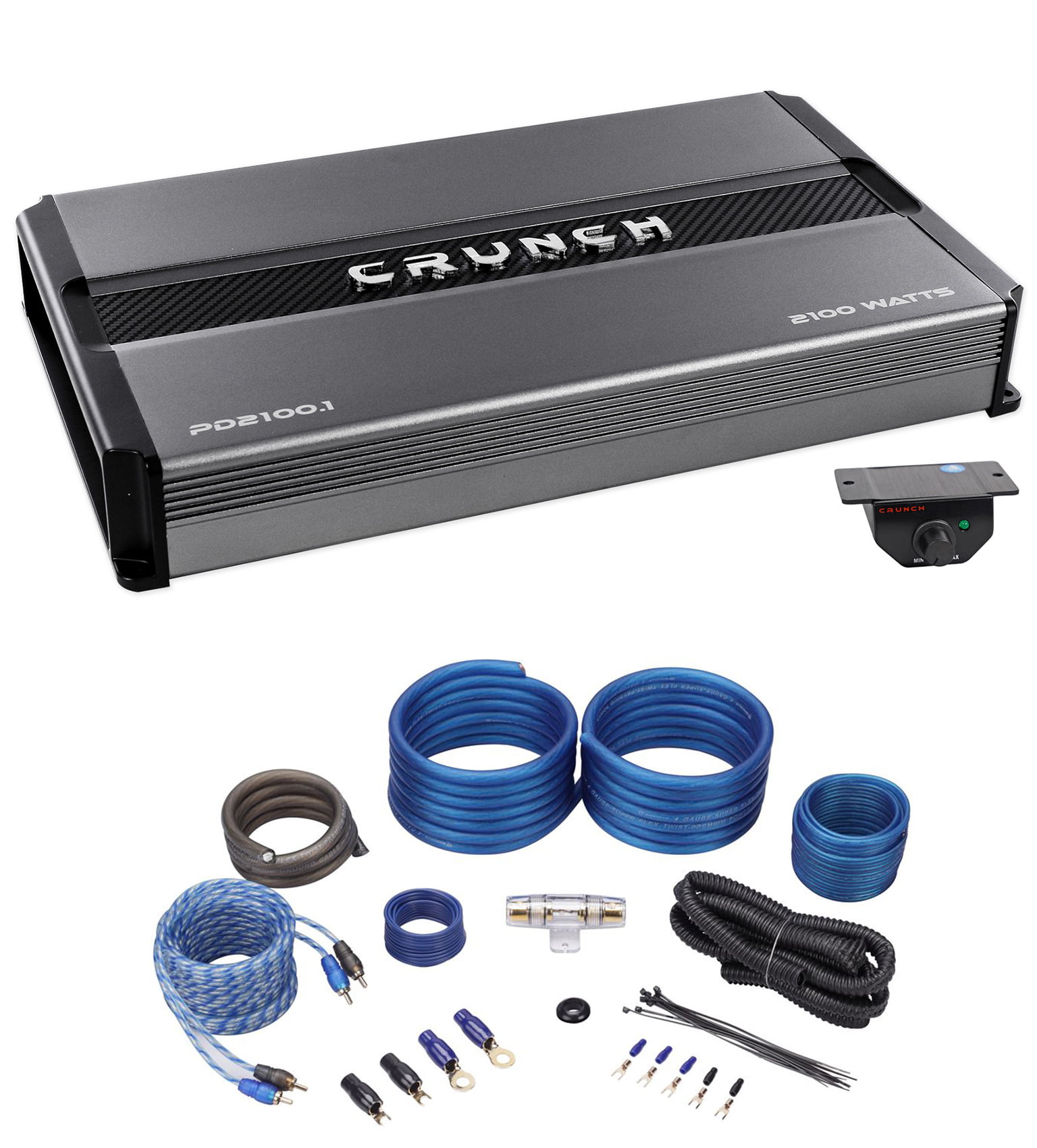 Crunch PD2100.1 2100 Watt Mono Car Stereo Amplifier Class AB Pro Power+Amp Kit 