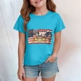 thumbnail image 2 of YDFCWXW 250 Years of Freedom Shirt V-Neck T-Shirt, Girl's Vintage Flag Patriotic Tee (2-3 Years, Sky Blue), 2 of 4