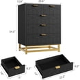 thumbnail image 3 of EastVita Modern 5 Drawer Dresser Wide Chest with Gold Metal Legs and Handles Wood Storage Organizer for Bedroom Living Room Hallway Black, 3 of 6