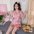 thumbnail image 1 of Summer Cardigan Double Short Printed Set Ice Silk Thin Home Clothes Pajamas, 1 of 6