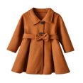 thumbnail image 2 of KYAIGUO Toddler Girls Dress Coat Baby Winter Warm Bow-Tie Trench Outerwear Long Sleeve Button Mid-Length Peacoat Jacket 1-6T, 2 of 9