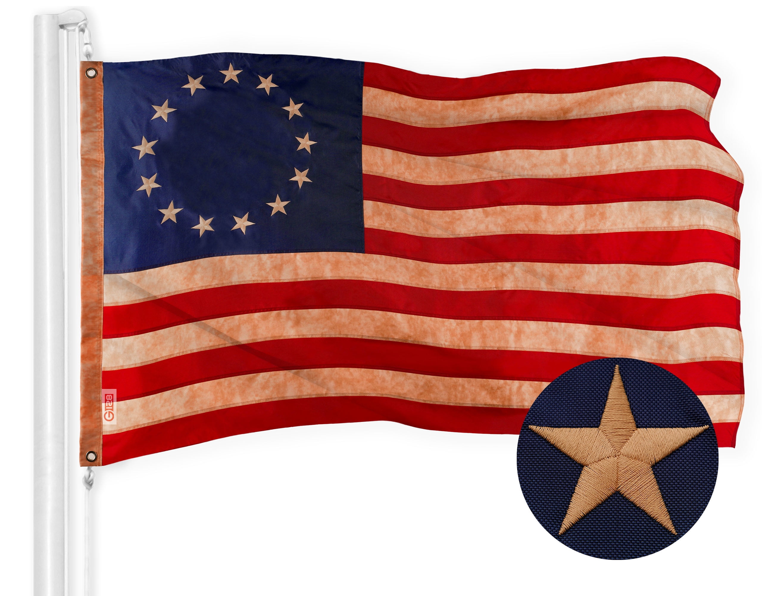 3x5 MWS USA American 50 Star Tea Stained Poly Heavy Duty Flag 3'x5' Grommets 