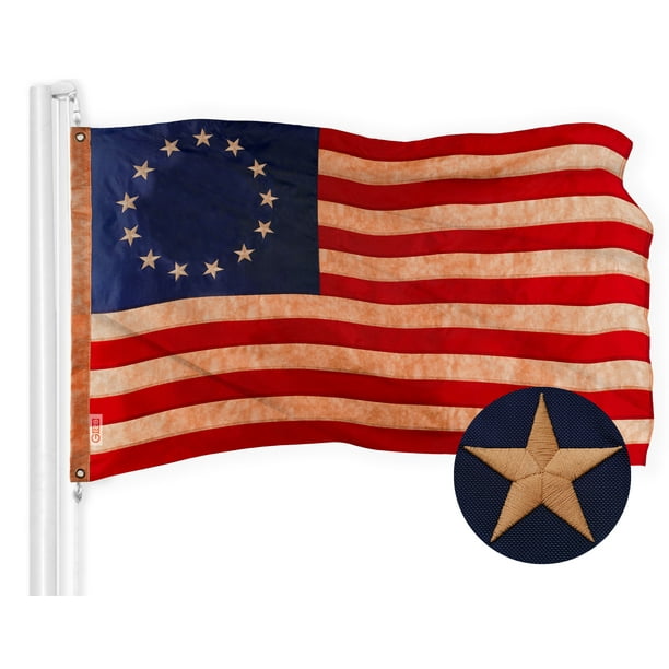 G128 Betsy Ross Tea Stained Flag 3x5FT Embroidered Polyester - Walmart.com