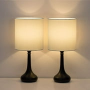 Haitral Black Bedside Table Lamps Set of 2 Modern Nightstand Lamps