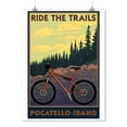 thumbnail image 2 of Pocatello, Idaho, Ride the Trails, Mountain Bike Scene (9x12 Wall Art Print, Home Decor), 2 of 3