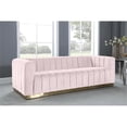 thumbnail image 2 of Maklaine Contemporary Velvet/Stainless Steel Sofa in Pink/Brushed Gold, 2 of 5
