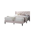 thumbnail image 3 of Niasa Full Size Bed-Chevron Tufted Pink Velvet Upholstered Foam, 3 of 7