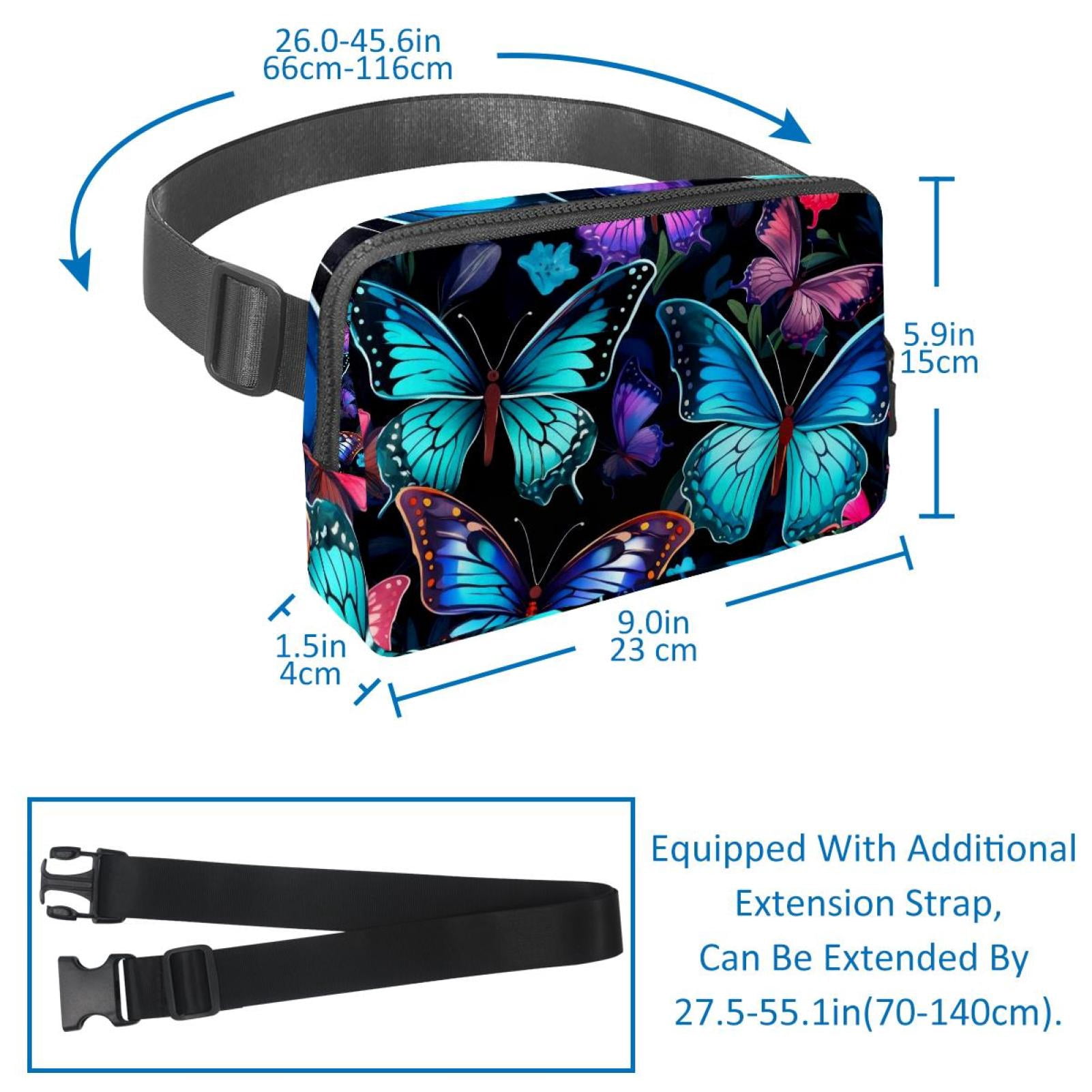 Butterflies Lightweight Adjustable Waist Pack with Extension Strap for Unisex, Fanny Packs, Fanny Bag