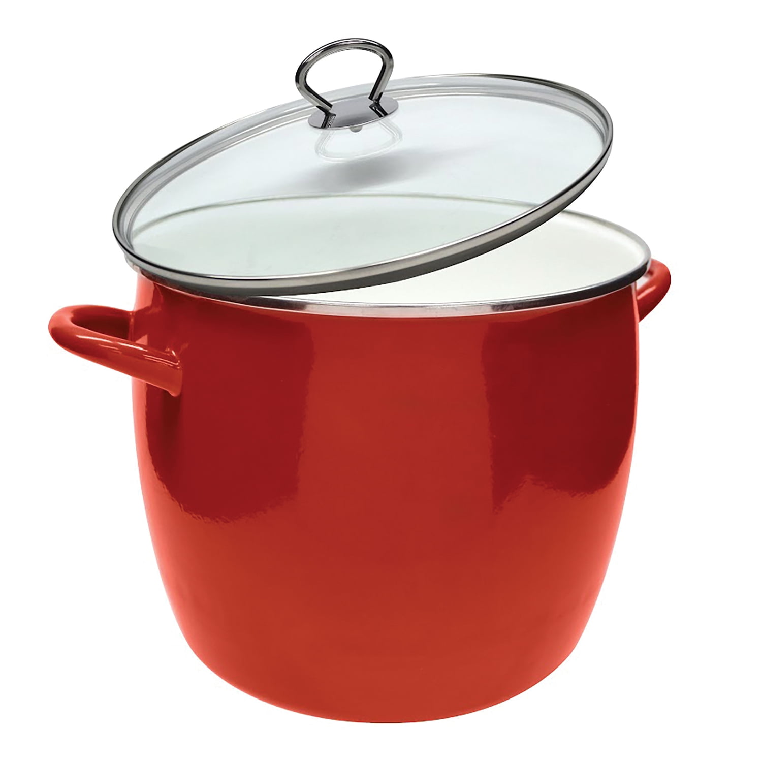 VASCONIA 12-Qt. Enamel-on-Steel Stockpot with Glass Lid (Red), 4043709