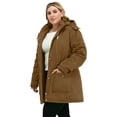 thumbnail image 5 of Soularge Women's Plus Size Winter Coat Warm Puffer Jacket with Fleece lining Hood Coffee 3X, 5 of 11