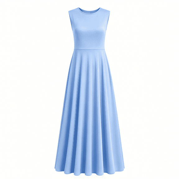 Fairy Godmother Sleeveless Maxi Dress Light Blue Flowy A‑Line Long Dress Halloween Cosplay Costume Dress‑Up Outfit for Themed Party Masquerade Carnival,XL
