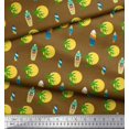 thumbnail image 2 of Soimoi Velvet Fabric Skull,Sun & Palm Tree Nature Printed Craft Fabric by The Yard 58 Inch Wide, 2 of 3