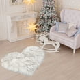 thumbnail image 3 of Unique Bargains Heart Shaped Faux Fur Shag Area Rug 2.3Ft x 3Ft White+Black, 3 of 8