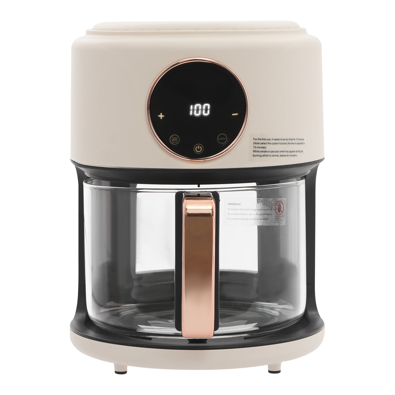 Glass Air Fryer, 4.2L Capacity with 360° Viewable Borosilicate Pot, 1200W Power and 8 Presets, Digital Touchscreen for Healthy Cooking