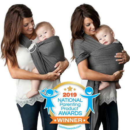 Kids N' Such 4 in 1 Baby Wrap Carrier and Ring Sling - Use as a Postpartum Belt or Nursing Cover - FREE Carrying Pouch - Best Baby Shower Gift for Boys or Girls - Premium Cotton Blend - Charcoal (Best Baby Carrier For Bad Back)