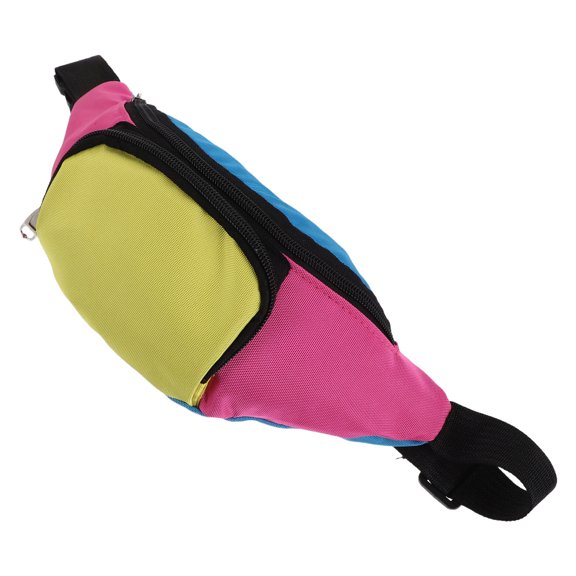 Mobutofu Water-Resistant Outdoor Waist Bag Neon Color Block Adjustable Strap Categorized Multi-Pocket Storage