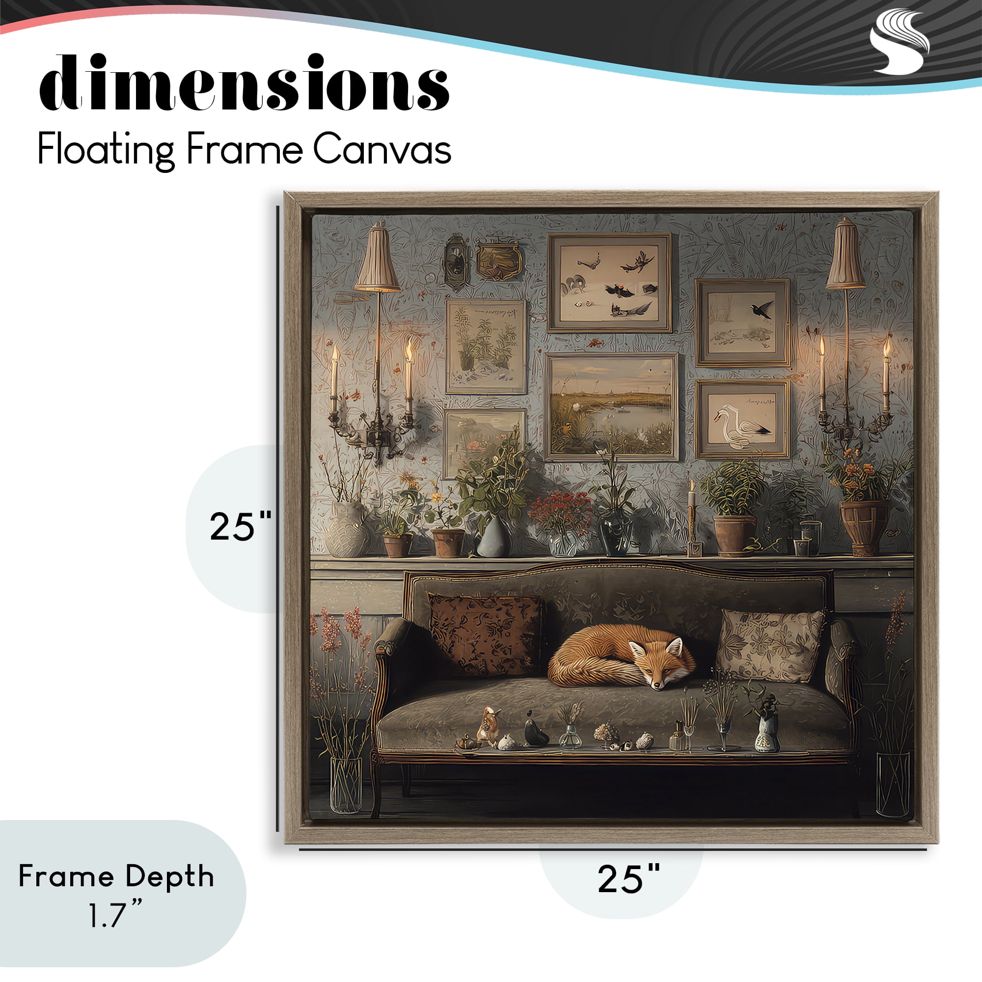 Stupell Industries Fox on Antique Sofa Brown Framed Floater Canvas Wall Art, design by The Wands Want
