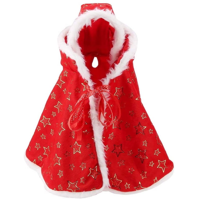 Capa con capucha para mascotas con sombrero, material cálido y cómodo de alta calidad, chal rojo con capucha para mascotas, el mejor regalo de Navidad y número (L)