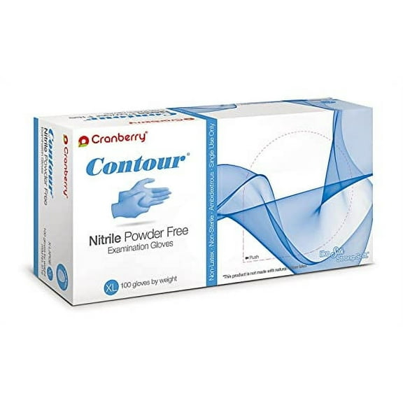 Cranberry 3119 Contour Nitrile Examination Gloves Powder Free Extra Large 100/Bx