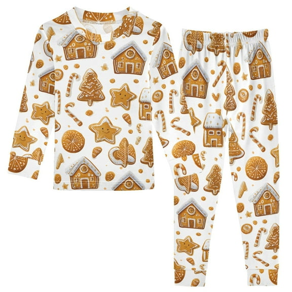 Christmas Candy Gingerbread Cotton Pajamas 2 Piece Set Sleepwear Soft and Comfortable Homewear Nightwear