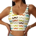 thumbnail image 1 of Balery Colorful Mustache Sujetadores deportivos con espalda cruzada para mujer, acolchados, sin costuras, de alto impacto, ideales para yoga, gimnasio, entrenamiento y fitness.-XX-Large, 1 of 8