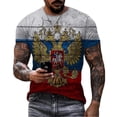 thumbnail image 3 of Russian Flag Print Short Sleeve Casual Summer Round Neck T-shirt for Men, 3 of 4