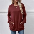 thumbnail image 2 of Lmnyox Fall Pullover Tops for Women Soft Long Sleeve Sweatshirts Loose Casual Solid Color Shirts Fashion Clothes, 2 of 4