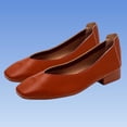 thumbnail image 2 of Women's Square Toe Low Block Heel Ballet Flats, Soft Leather Slip On Casual Dress Shoes, Comfort Cushioned Insole Work Loafers Wine-A 5.5(36), 2 of 6